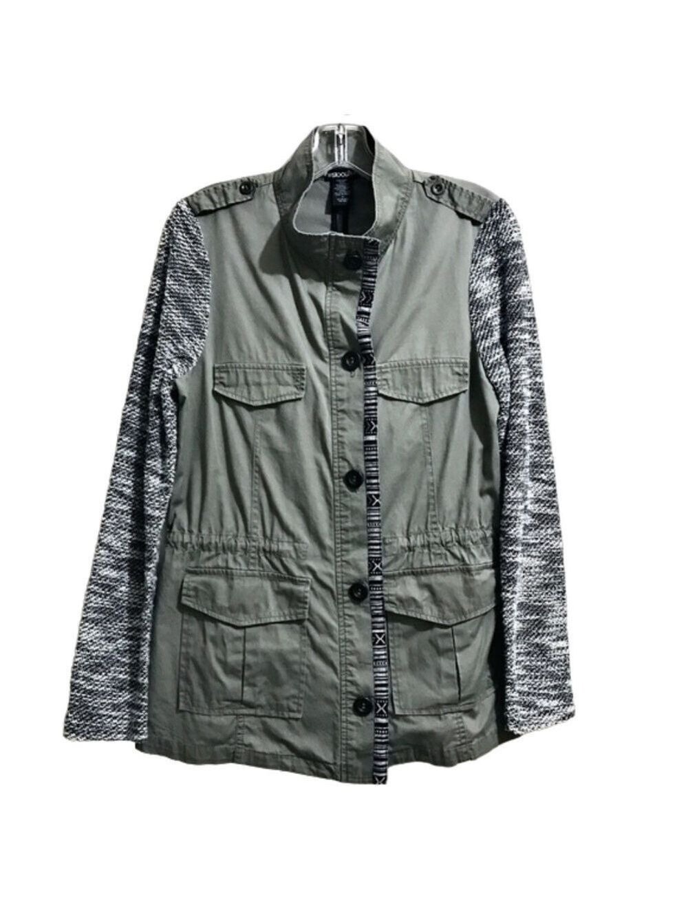 SLOOSH  Khaki Lightweight Safari Jacket w/ Knit Sleeves
